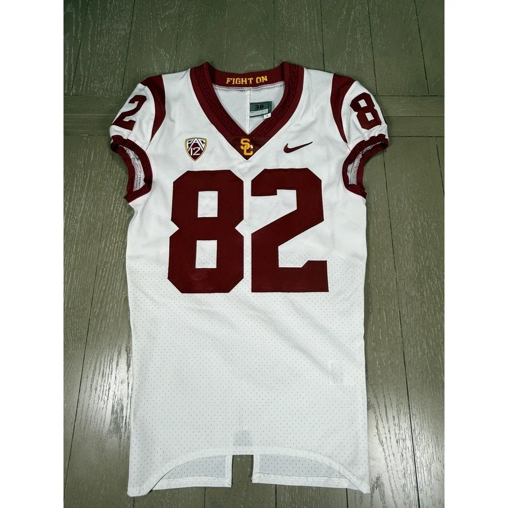 USC Trojans Football Jersey Mens‎ White NCAA Nike #82 Player Issue Team Pro Cut